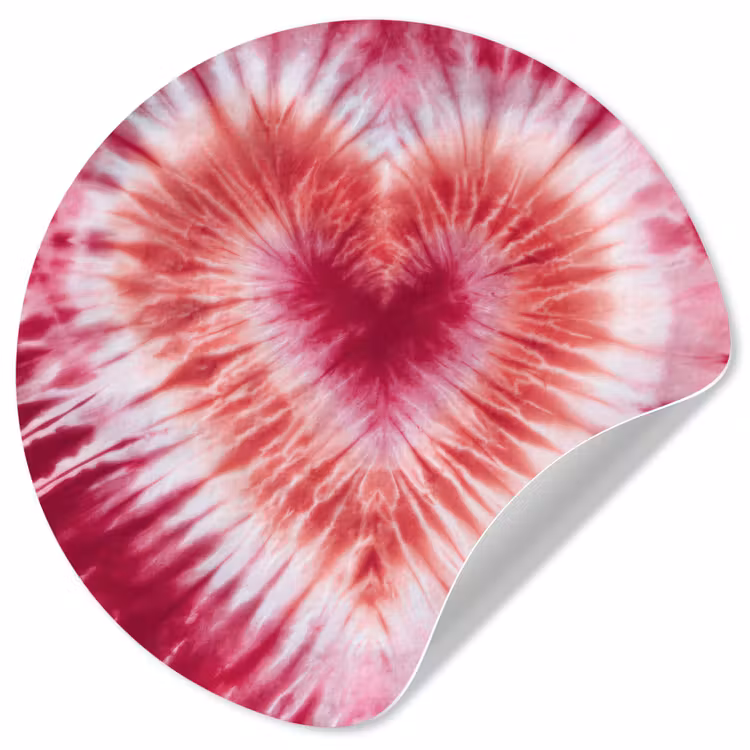 Hartvorm - Roze - Tie dye Wandcirkel behangsticker klein -3d