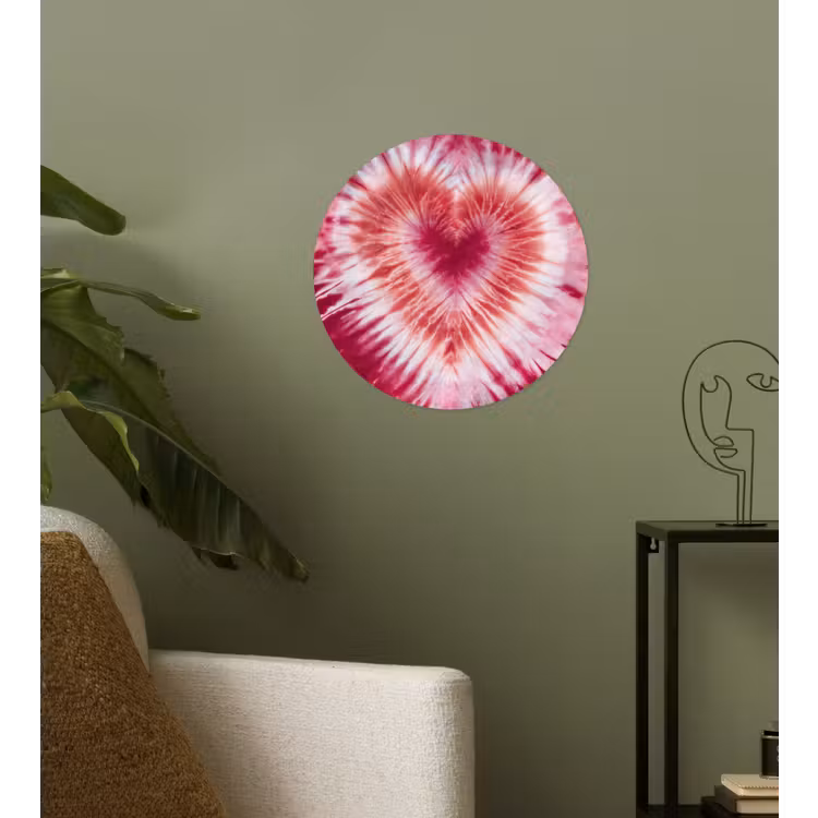 Hartvorm - Roze - Tie dye Wandcirkel behangsticker klein -sfeer2
