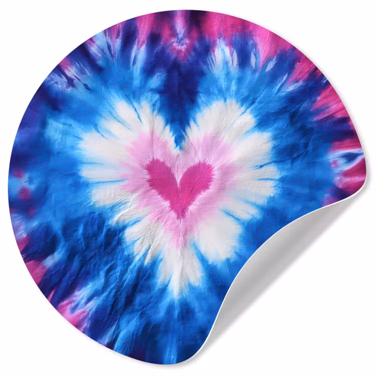 Hartvormig - Tie dye - Paars Wandcirkel behangsticker klein -3d