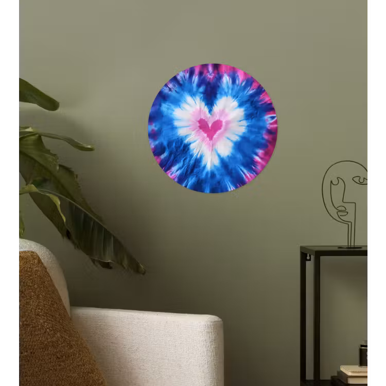 Hartvormig - Tie dye - Paars Wandcirkel behangsticker klein -sfeer2