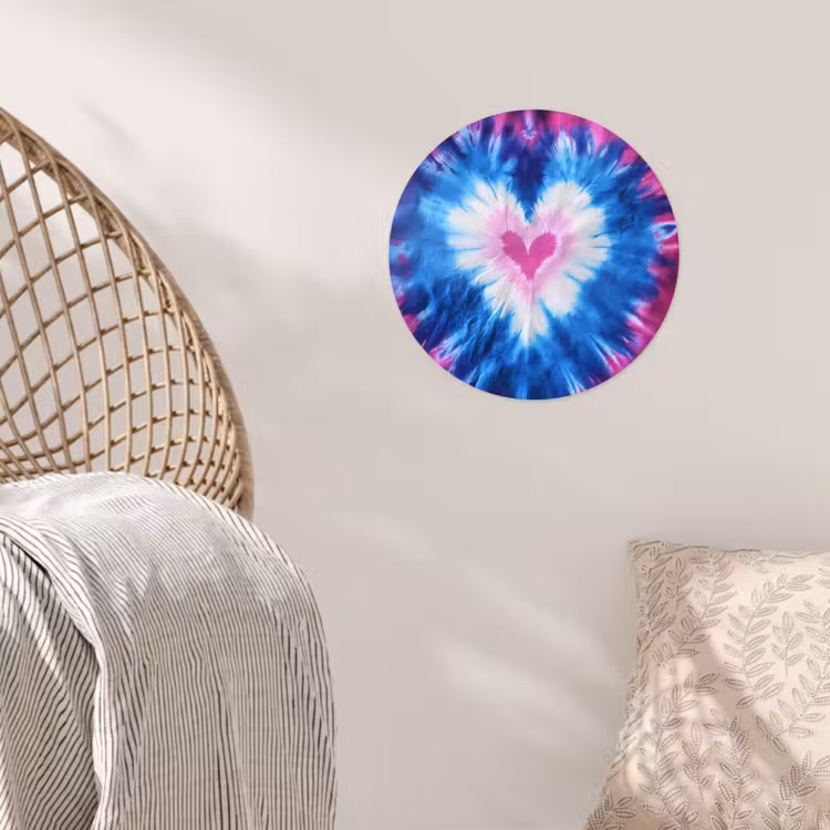 Hartvormig - Tie dye - Paars Wandcirkel behangsticker klein -sfeer4
