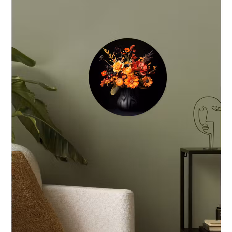 Herfst - Boeket - Oranje Wandcirkel behangsticker klein -sfeer2