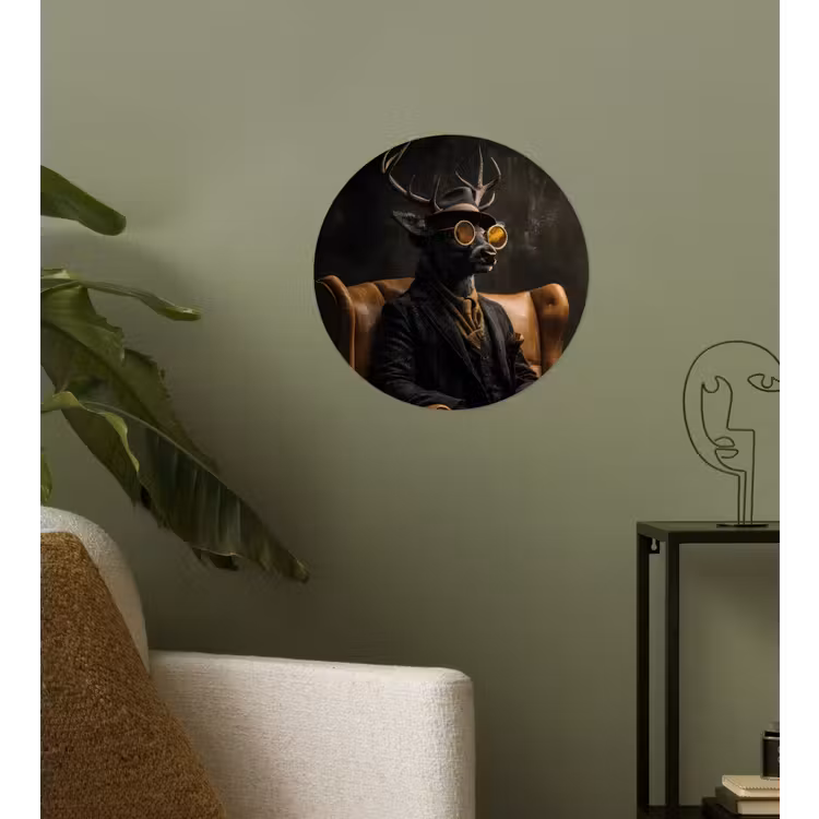 Hert - Zonnebril - Zwart - Pak Wandcirkel behangsticker klein -sfeer2