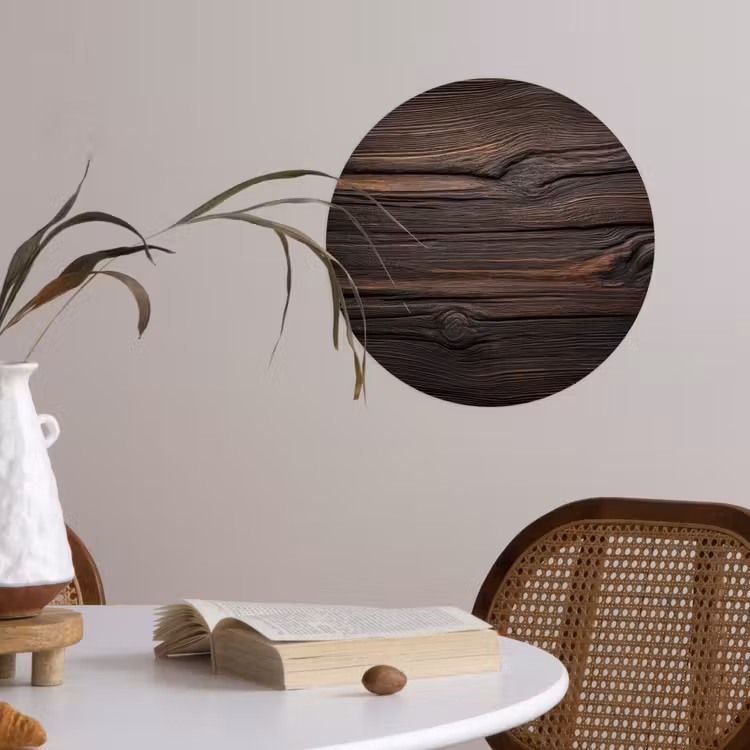 Hout - Grillige nerven Wandcirkel behangsticker klein -sfeer3