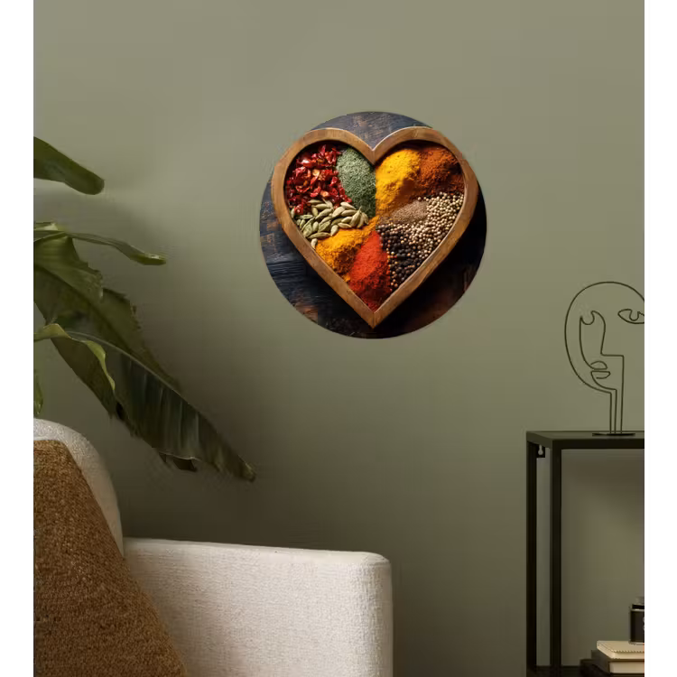 Houten - Hart - Kleurrijke - Specerijen Wandcirkel behangsticker klein -sfeer2