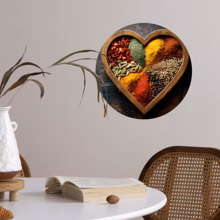 Houten - Hart - Kleurrijke - Specerijen Wandcirkel behangsticker klein -sfeer3