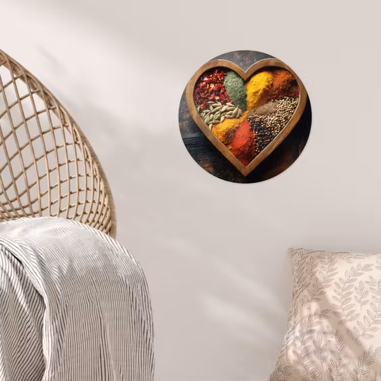 Houten - Hart - Kleurrijke - Specerijen Wandcirkel behangsticker klein -sfeer4