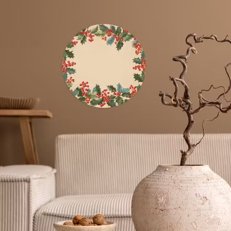 Hulstrand - Bessen - Beige Wandcirkel behangsticker klein -sfeer1