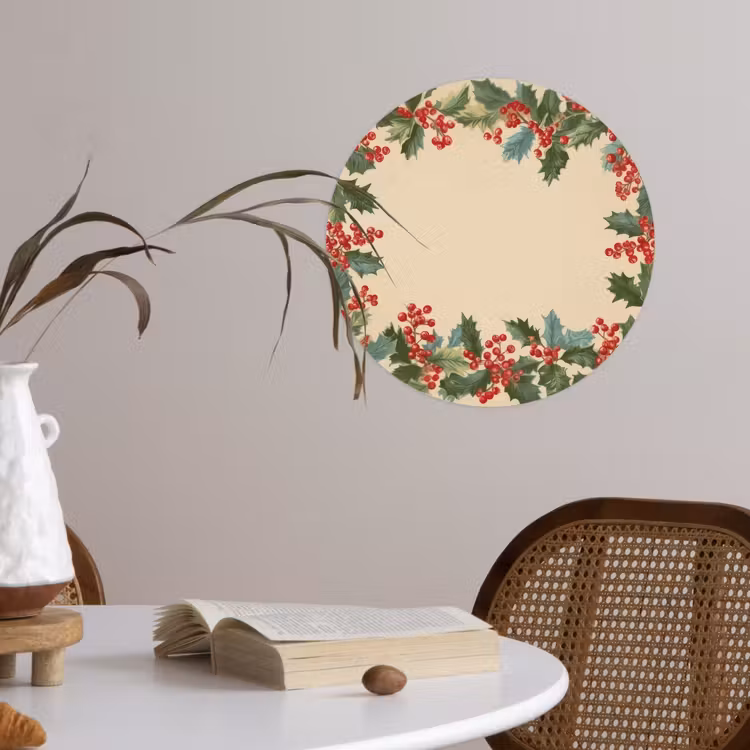 Hulstrand - Bessen - Beige Wandcirkel behangsticker klein -sfeer3