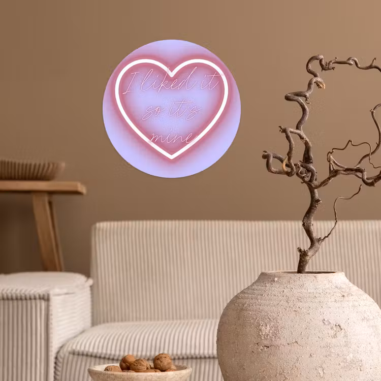 I liked it so it's mine - Neon hart - Paars Wandcirkel behangsticker klein -sfeer1