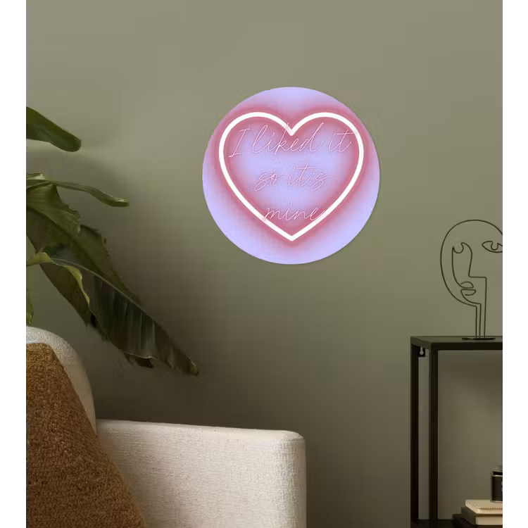 I liked it so it's mine - Neon hart - Paars Wandcirkel behangsticker klein -sfeer2
