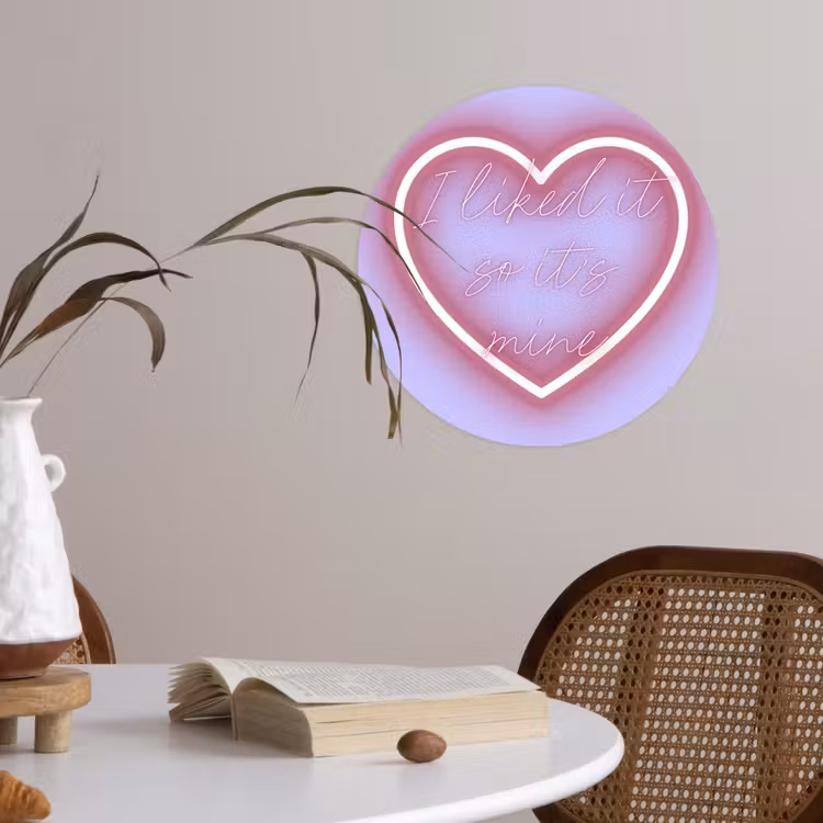I liked it so it's mine - Neon hart - Paars Wandcirkel behangsticker klein -sfeer3