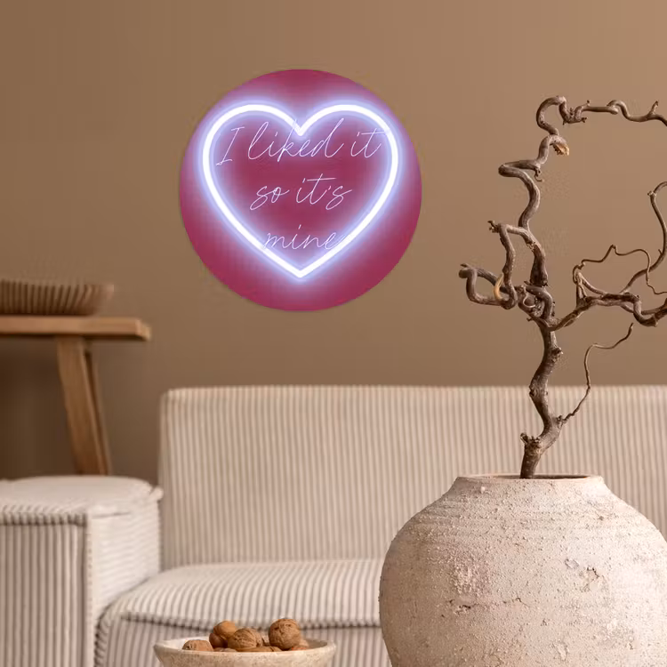 I liked it so it's mine - Neon hart - Roze Wandcirkel behangsticker klein -sfeer1