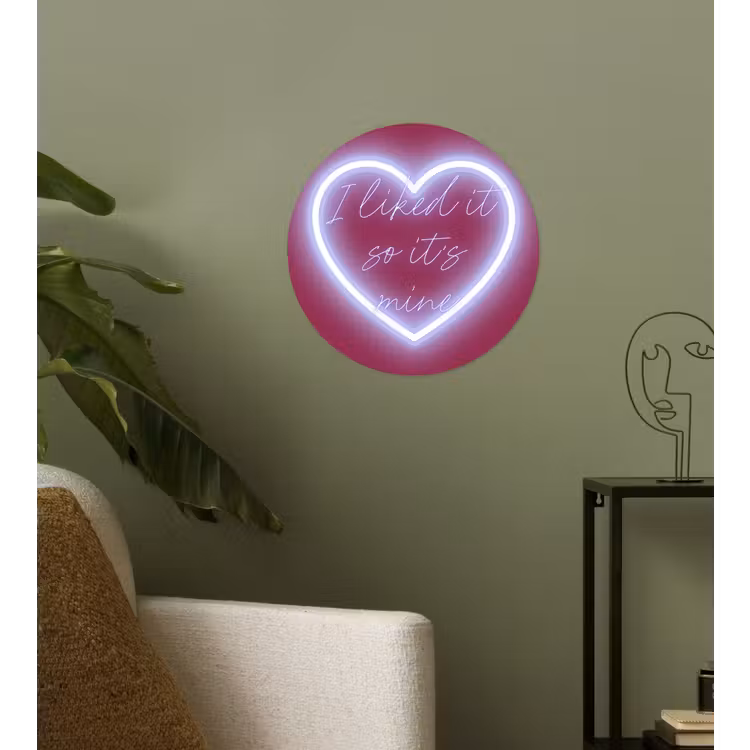 I liked it so it's mine - Neon hart - Roze Wandcirkel behangsticker klein -sfeer2