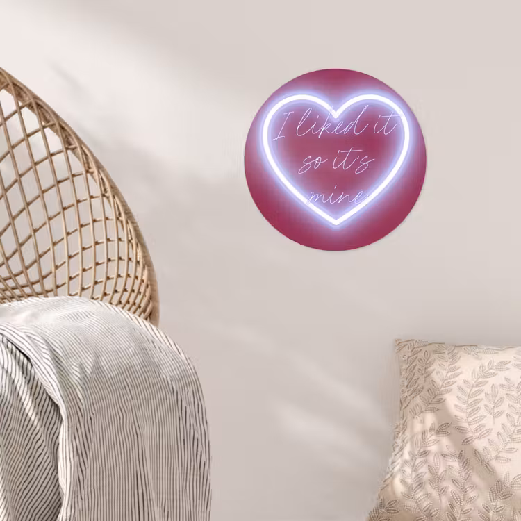 I liked it so it's mine - Neon hart - Roze Wandcirkel behangsticker klein -sfeer4
