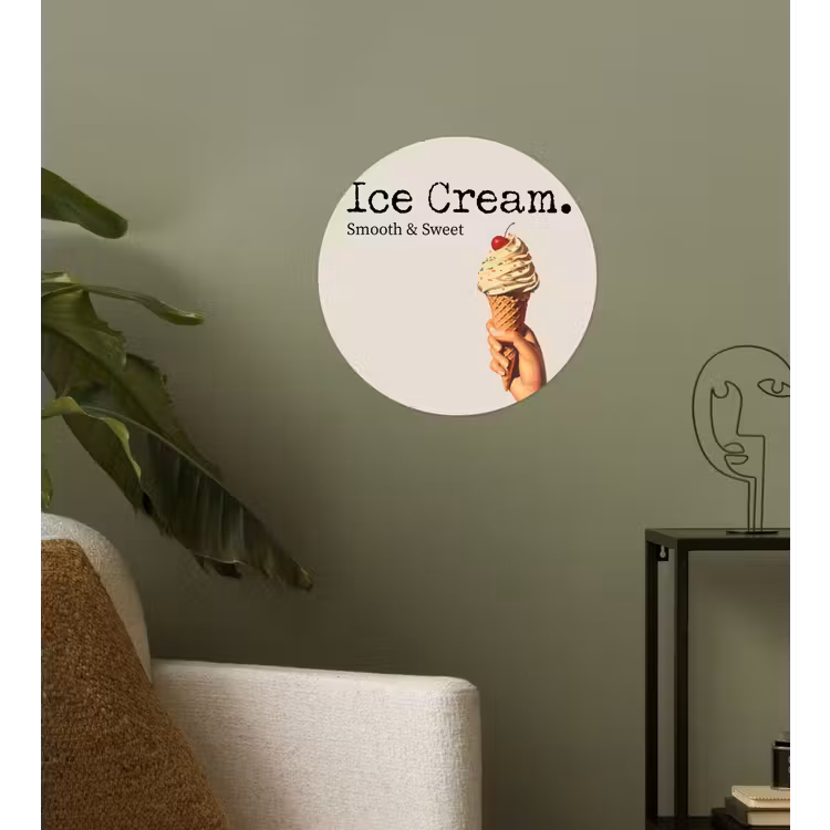 Ice cream - Softijs - Kleurrijk - Kers Wandcirkel behangsticker klein -sfeer2