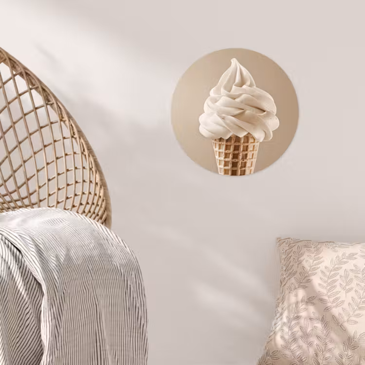 IJs - Softijs - Romig - Hoorntje - Beige Wandcirkel behangsticker klein -sfeer4