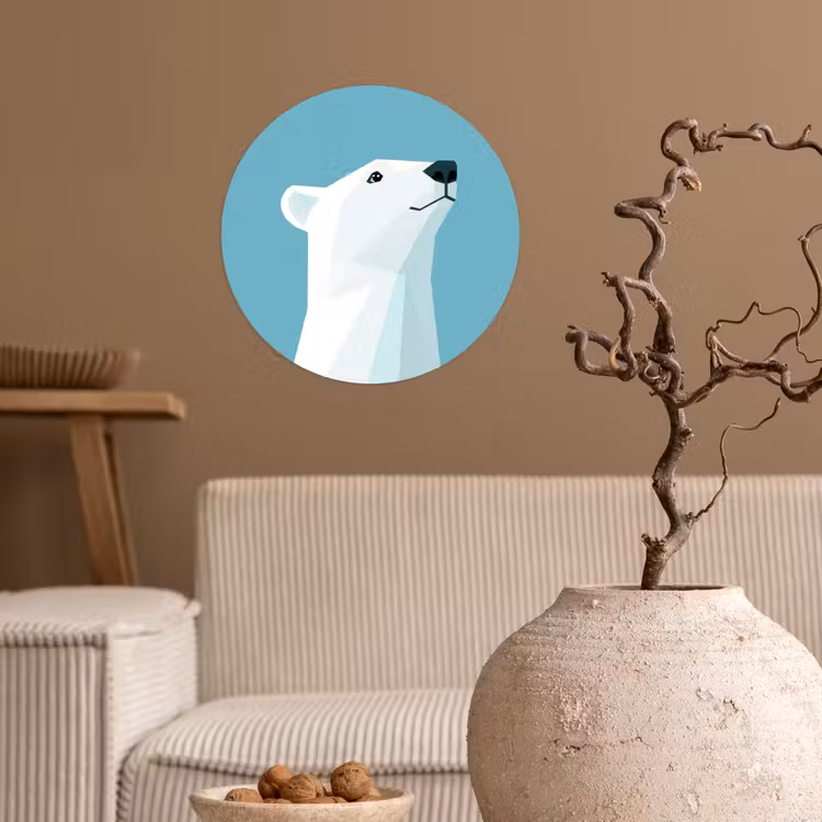 Ijsbeer - Lichtblauw - Minimalistisch Wandcirkel behangsticker klein -sfeer1