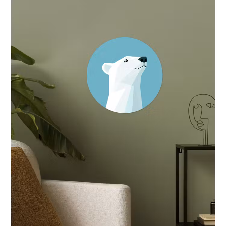 Ijsbeer - Lichtblauw - Minimalistisch Wandcirkel behangsticker klein -sfeer2