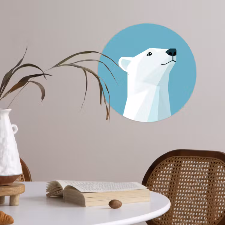 Ijsbeer - Lichtblauw - Minimalistisch Wandcirkel behangsticker klein -sfeer3