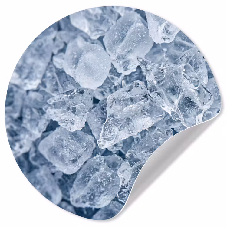 Ijsblokjes - Water - Blauw Wandcirkel behangsticker klein -3d