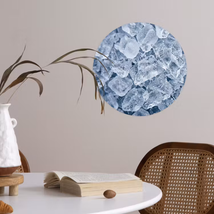 Ijsblokjes - Water - Blauw Wandcirkel behangsticker klein -sfeer3