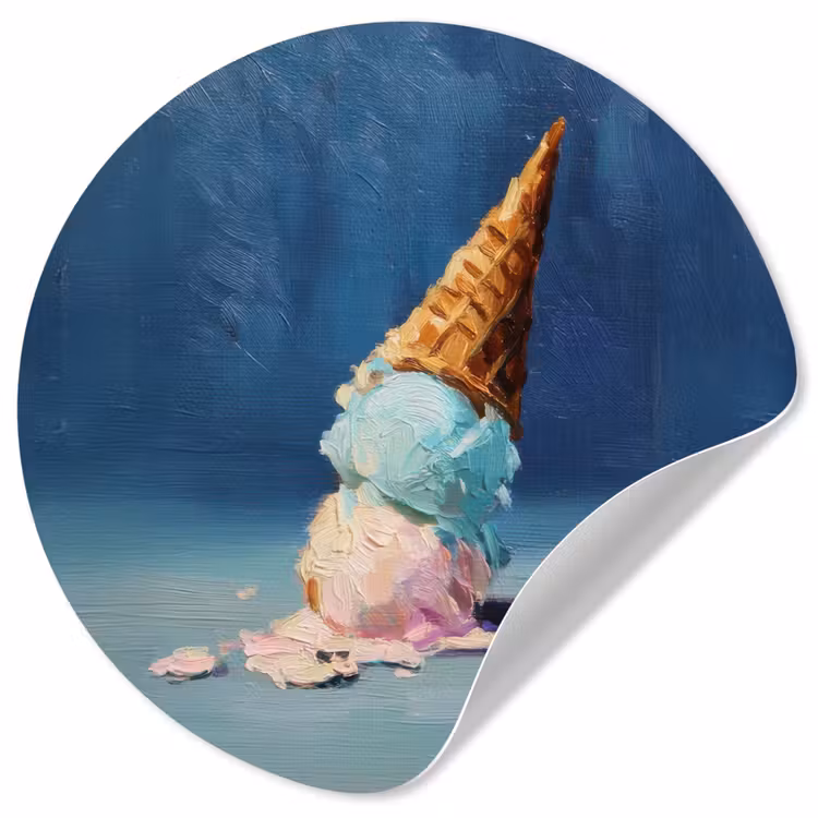 Ijshoorn - Bolletjes - Smelt - Roze Wandcirkel behangsticker klein -3d
