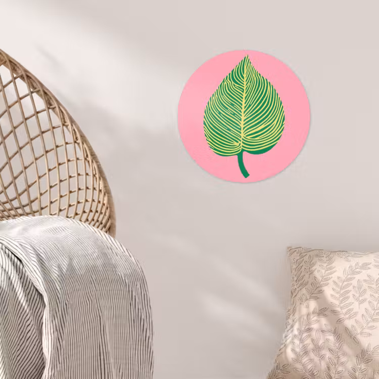 Illustratie - Blad - Minimalistisch - Groen Wandcirkel behangsticker klein -sfeer4