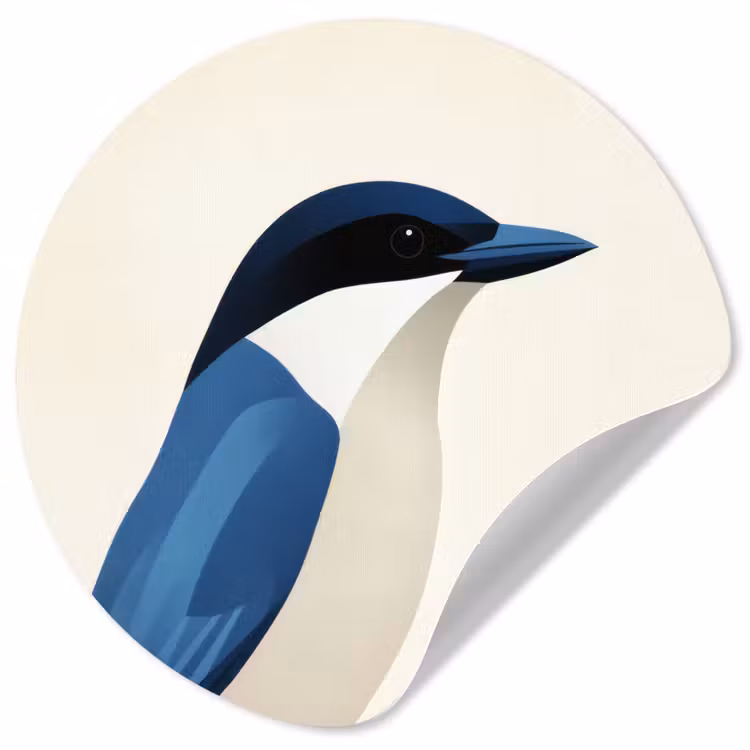 Illustratie - Blauw - Vogel Wandcirkel behangsticker klein -3d
