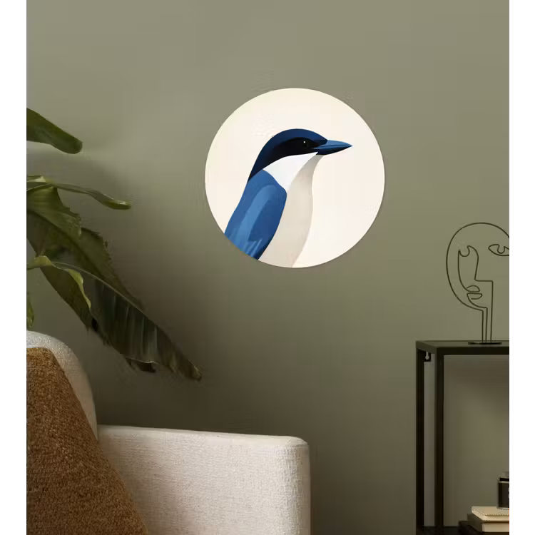 Illustratie - Blauw - Vogel Wandcirkel behangsticker klein -sfeer2