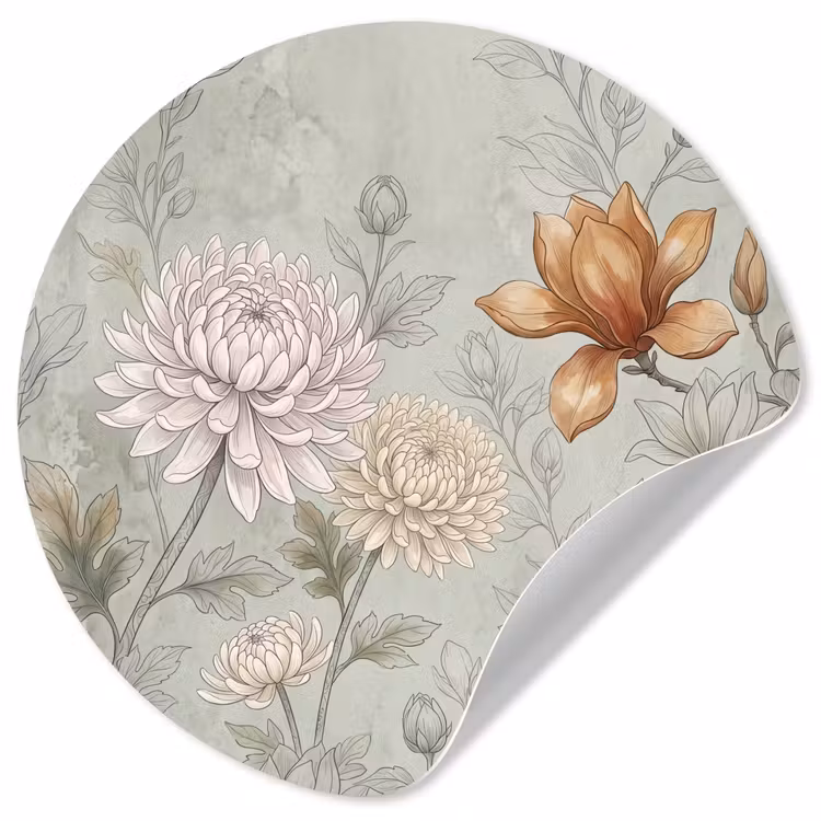 Illustratie - Bloemen - Groen Wandcirkel behangsticker klein -3d