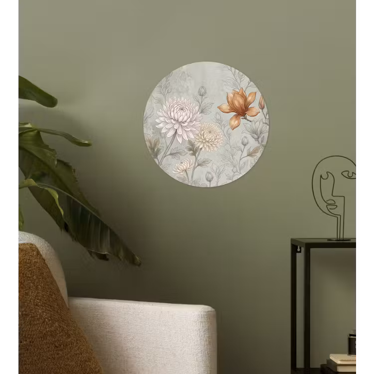 Illustratie - Bloemen - Groen Wandcirkel behangsticker klein -sfeer2