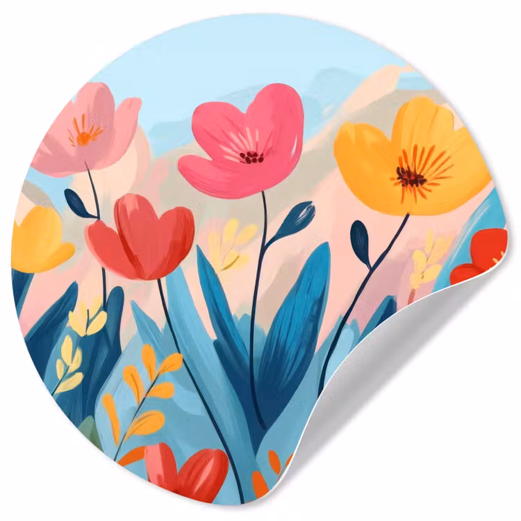 Illustratie - Bloemen - Kleurrijk Wandcirkel behangsticker klein -3d