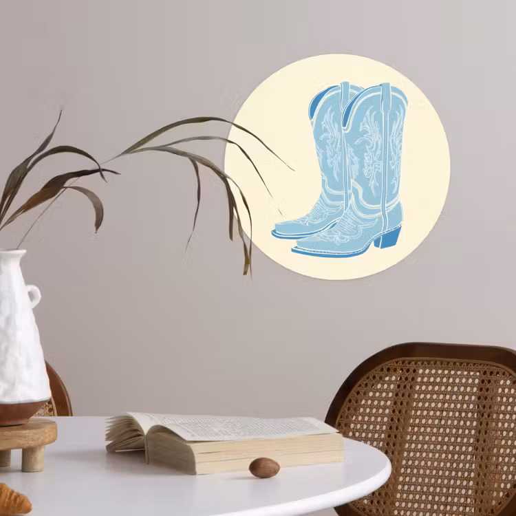 Illustratie - Cowboylaarzen - Patroon Wandcirkel behangsticker klein -sfeer3