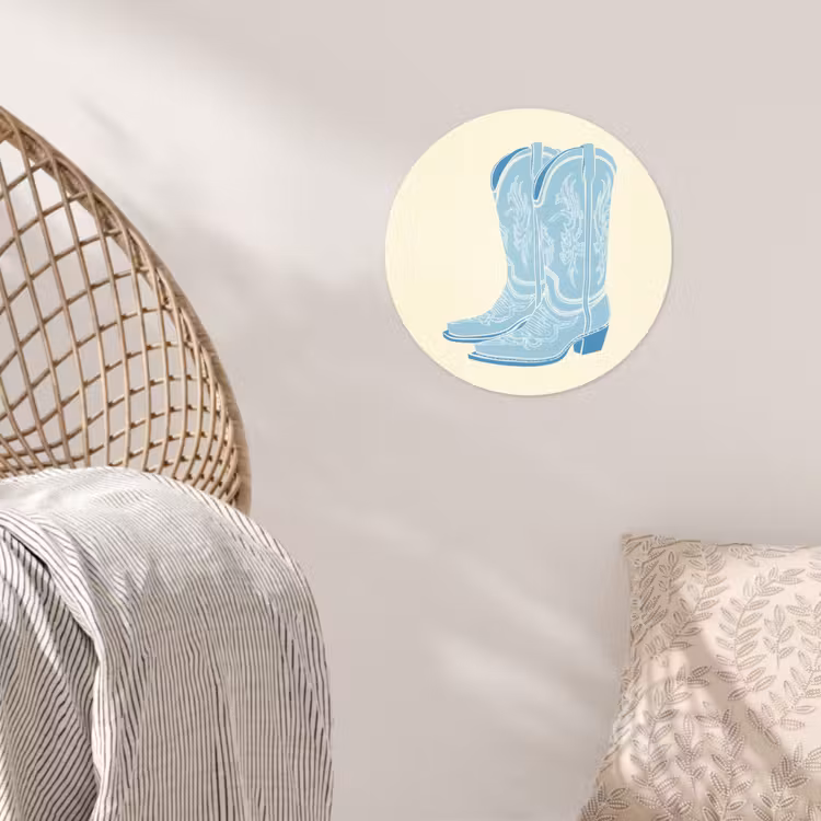 Illustratie - Cowboylaarzen - Patroon Wandcirkel behangsticker klein -sfeer4