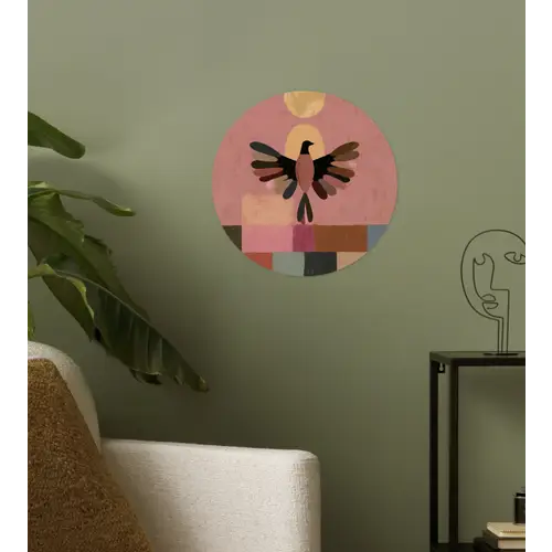 Illustratie - Vogel - Vlakken - Kleurrijk Wandcirkel behangsticker klein -sfeer2
