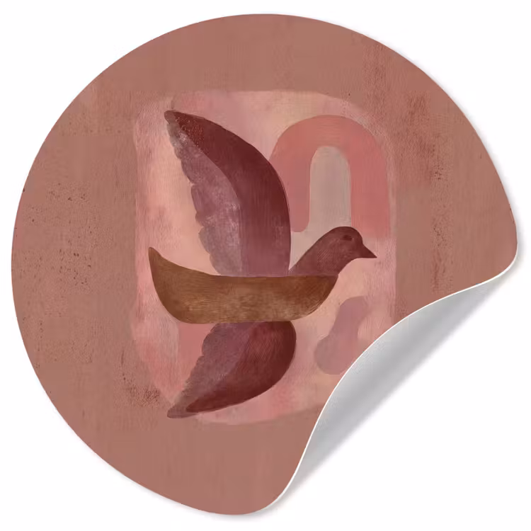 Illustratie - Vogels - Abstract - Roze Wandcirkel behangsticker klein -3d