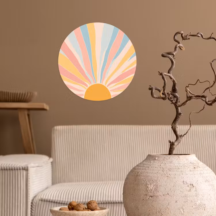 Illustratie - Zon - Pastelkleuren Wandcirkel behangsticker klein -sfeer1