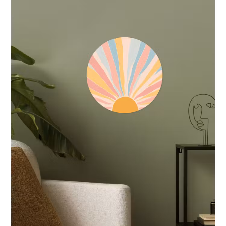 Illustratie - Zon - Pastelkleuren Wandcirkel behangsticker klein -sfeer2