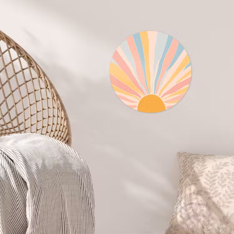 Illustratie - Zon - Pastelkleuren Wandcirkel behangsticker klein -sfeer4