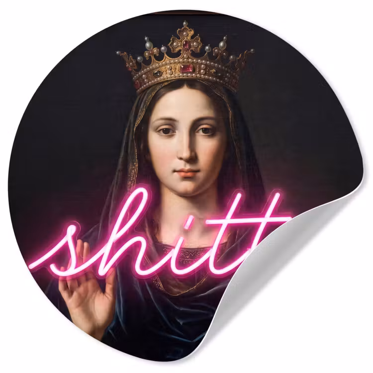 Ironisch - Tekst - Neon Wandcirkel behangsticker klein -3d