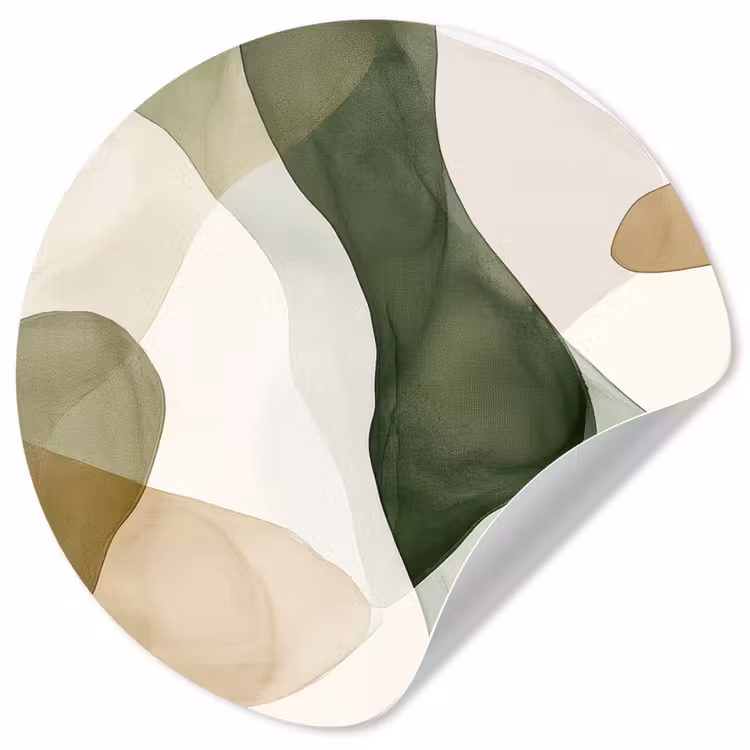 Japandi - Abstract - Groen Wandcirkel behangsticker klein -3d