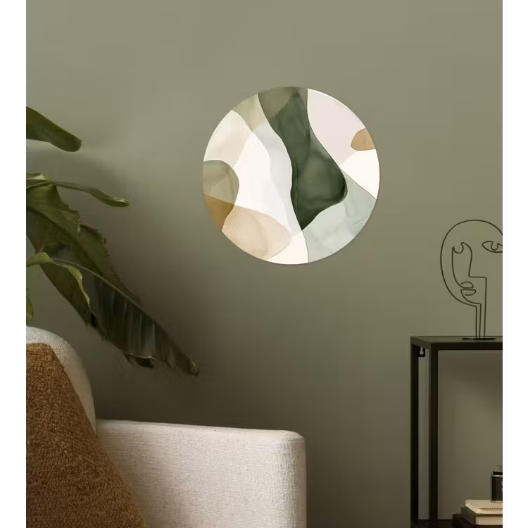 Japandi - Abstract - Groen Wandcirkel behangsticker klein -sfeer2