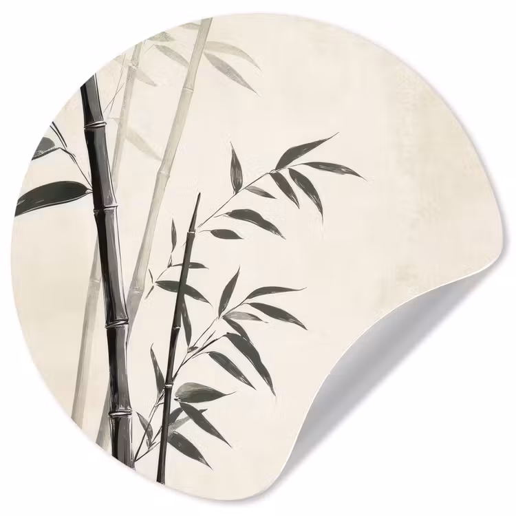 Japandi - Bamboe - Beige Wandcirkel behangsticker klein -3d