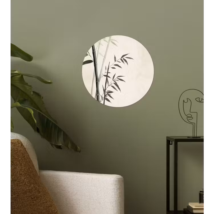 Japandi - Bamboe - Beige Wandcirkel behangsticker klein -sfeer2