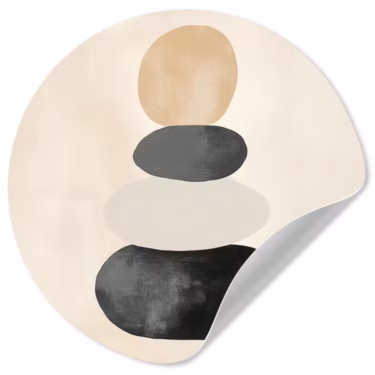 Japandi - Wabi sabi - Beige Wandcirkel behangsticker klein -3d