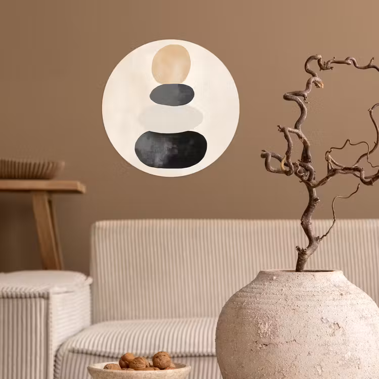 Japandi - Wabi sabi - Beige Wandcirkel behangsticker klein -sfeer1