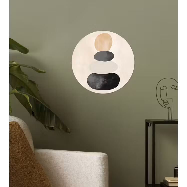Japandi - Wabi sabi - Beige Wandcirkel behangsticker klein -sfeer2