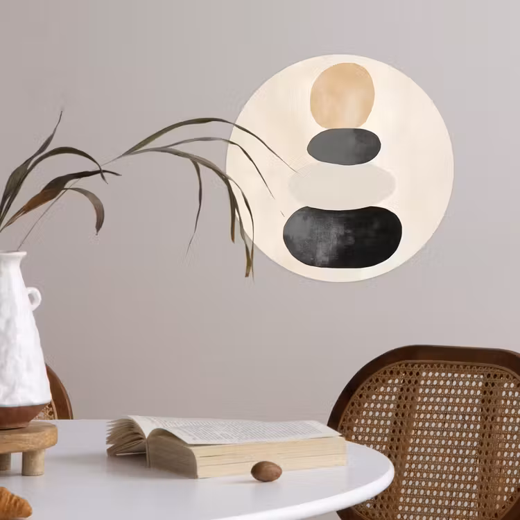 Japandi - Wabi sabi - Beige Wandcirkel behangsticker klein -sfeer3