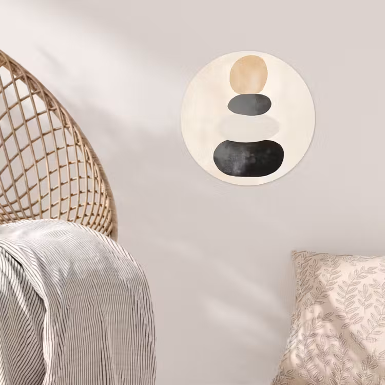 Japandi - Wabi sabi - Beige Wandcirkel behangsticker klein -sfeer4